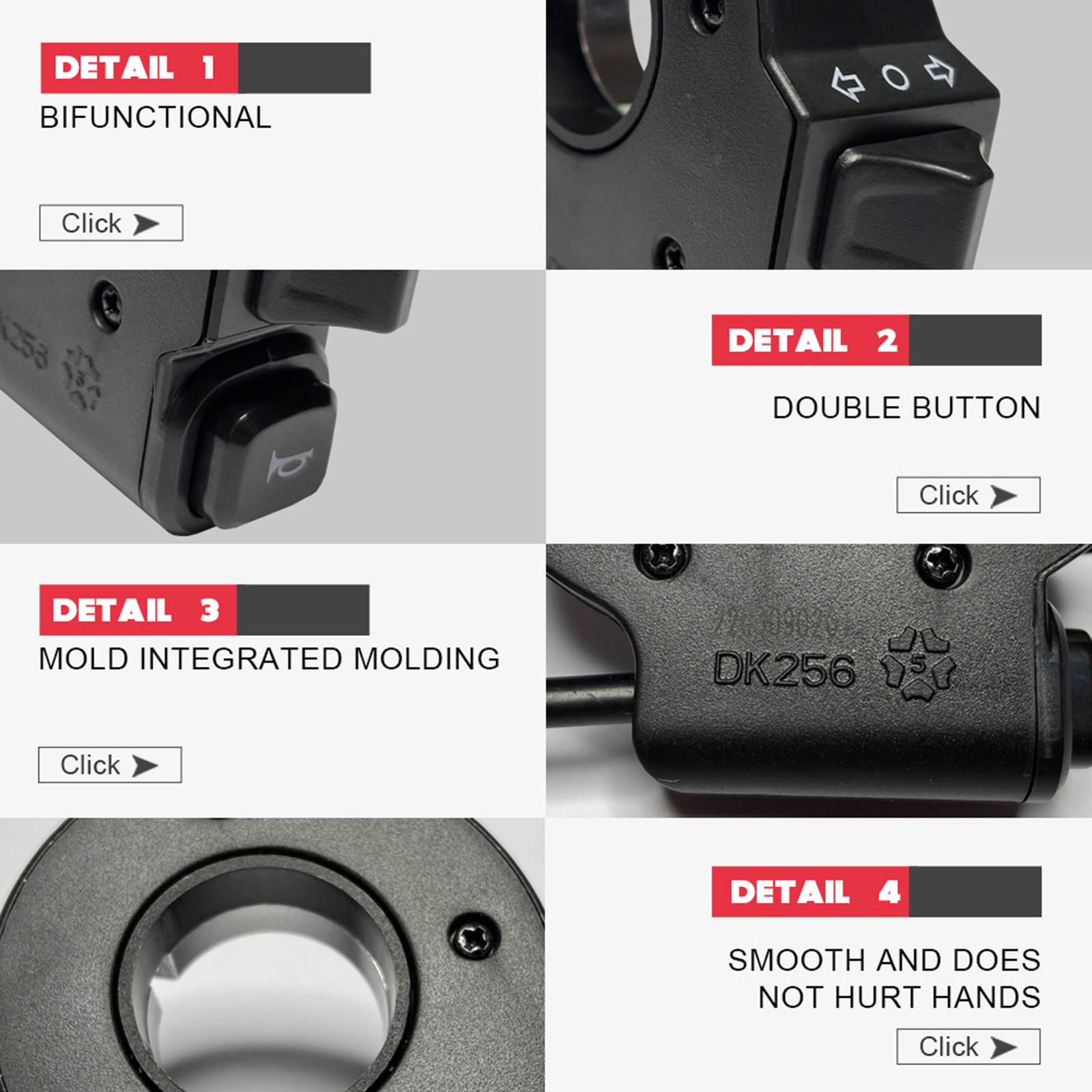 2 In 1 Stuur Schakelaars Op/Off Verlichting Retrofit Plastic Richtingaanwijzer Claxon Voor Scooters Ebike Motorfiets Onderdelen apparatuur