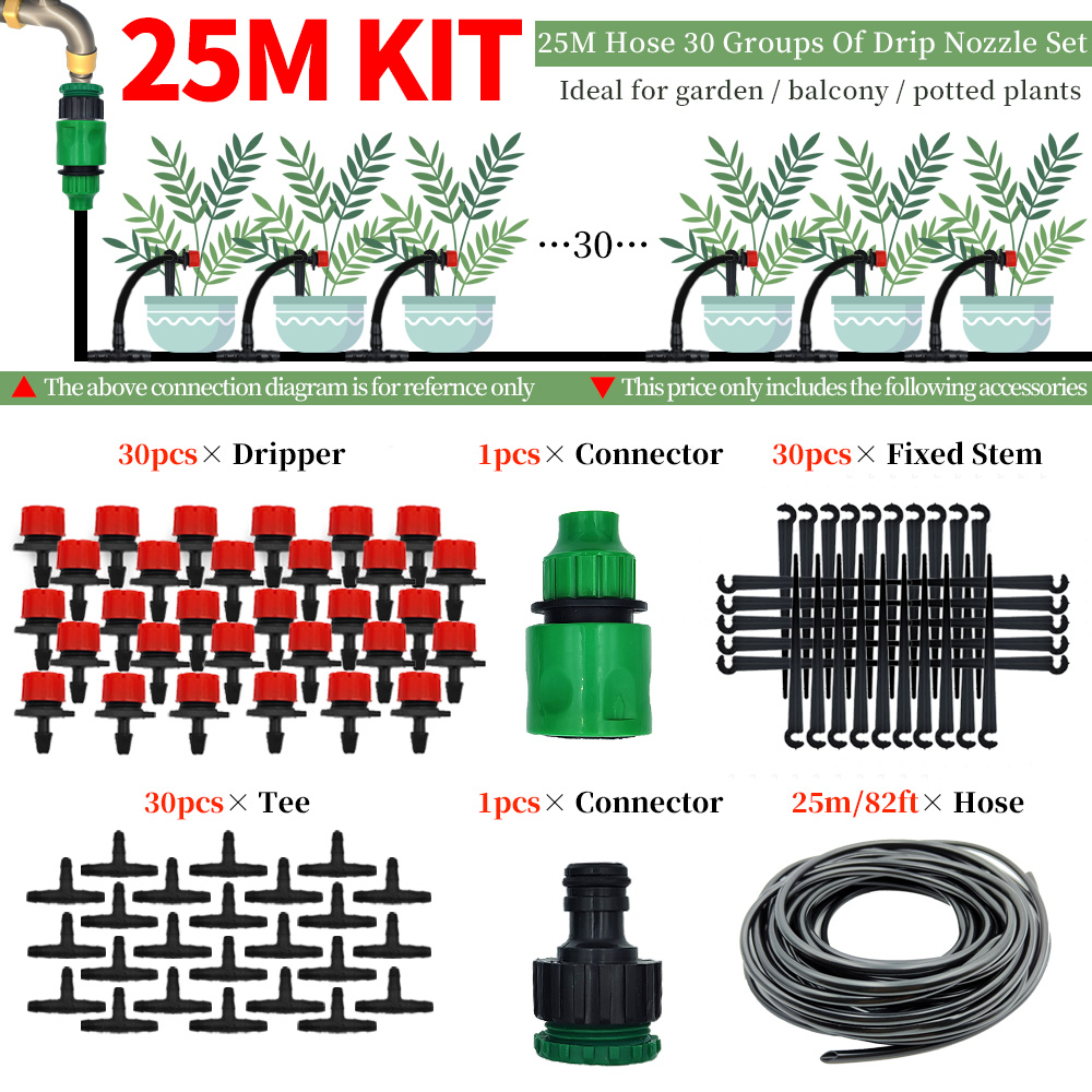 Greenhouse 15M-30M DIY Drip Irrigation System Automatic Watering Garden Hose Micro Drip Watering Kits with Adjustable Drippers: Blue