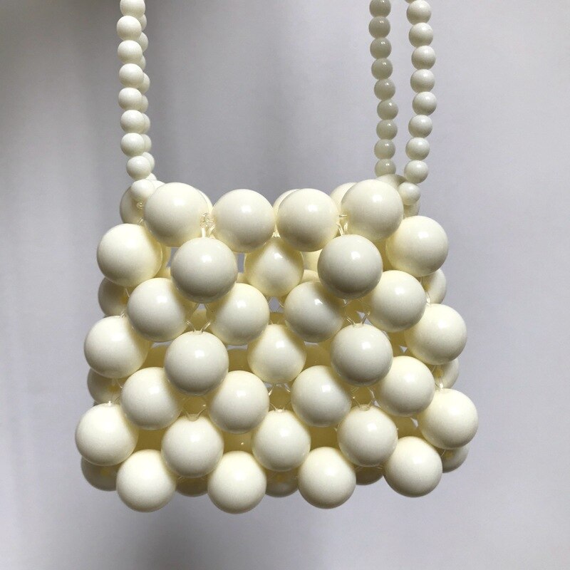 Signore Di Lusso del progettista Perline Fatti A Mano Sacchetti di Mini Sacchetto di Spalla Croce di Cristallo Della Ragazza Tessuto Sacchetto Del Messaggero di Alta Qualità Pera Borse: WHITE