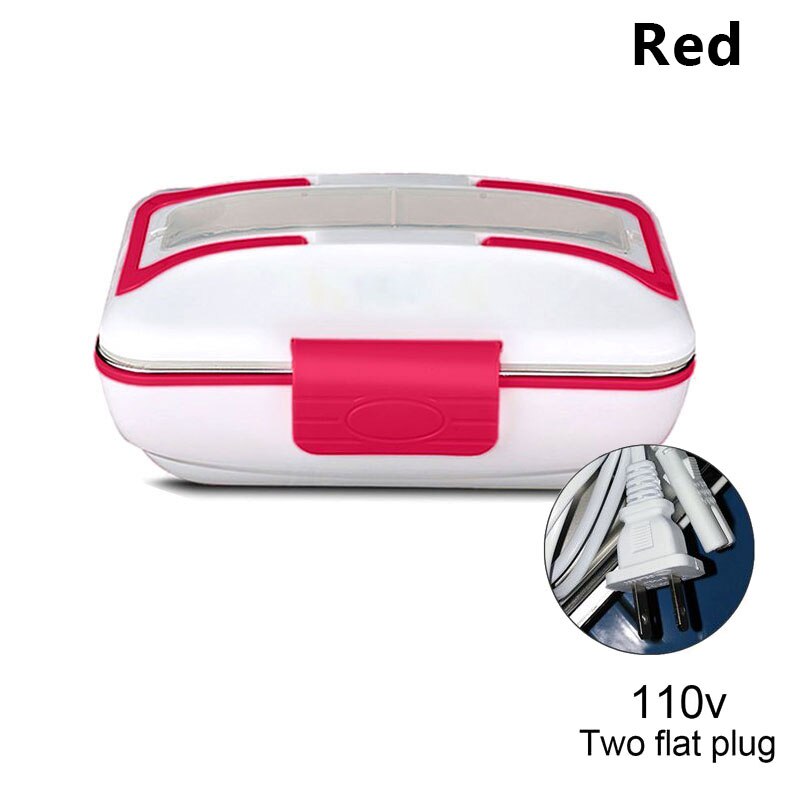 110V/12V Portable Electric Heating Lunch Box Food Warmer Heater Container & LunchBox: 110V  Red