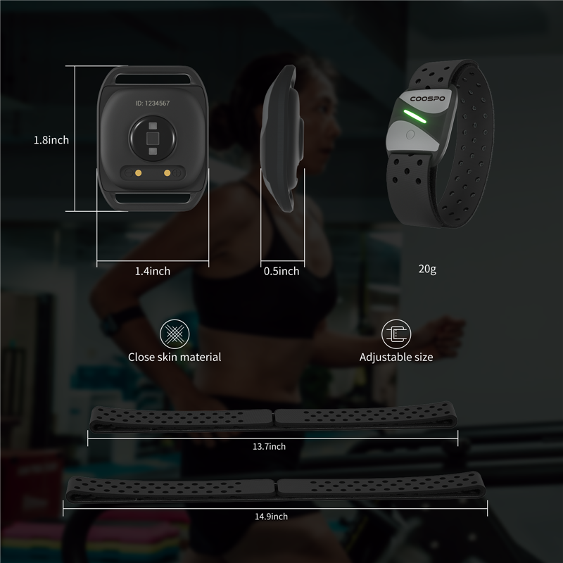 CooSpo Frecuencia Cardíaca Bluetooth 5.0 Ant+ Sensor óptico de Pulsómetro Brazo para Wahoo Garmin Zwift Strava Rouvy Trainerroad