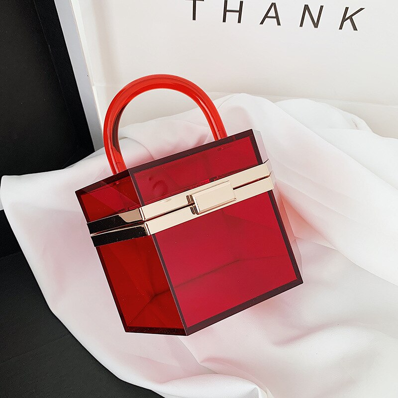 Herbst Und Winter Neue Transparente Handtasche Neue Handtasche Kupplung Partei Abendessen Tasche: Burgund