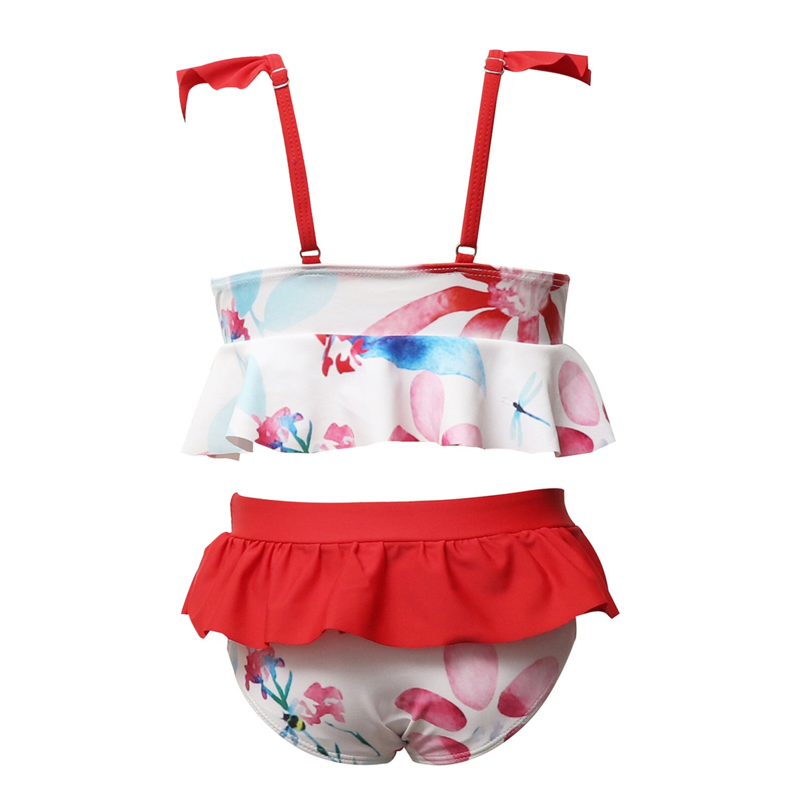 Kleinkind Baby freundlicher Mädchen Bikini Rüschen Drucken Zwei Stück Badeanzug Badeanzug Strand Bademode Schwimmen Sommer Mädchen Beachwear