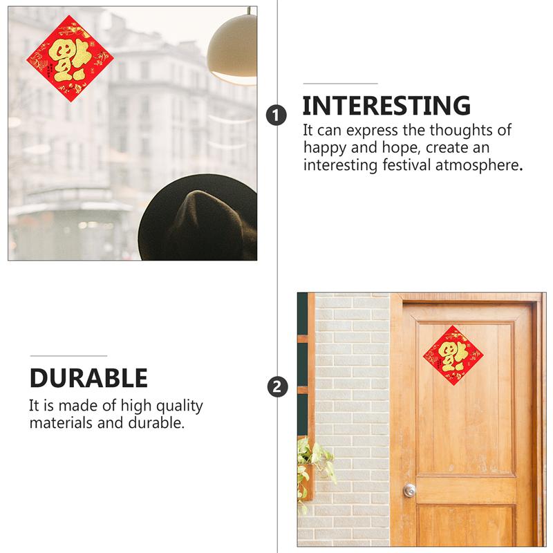 10 Sheets X Traditional Chinese Stickers Chinese Year Door Bronzing Flocking Decoration Fu Stickers Traditional Wall Decors
