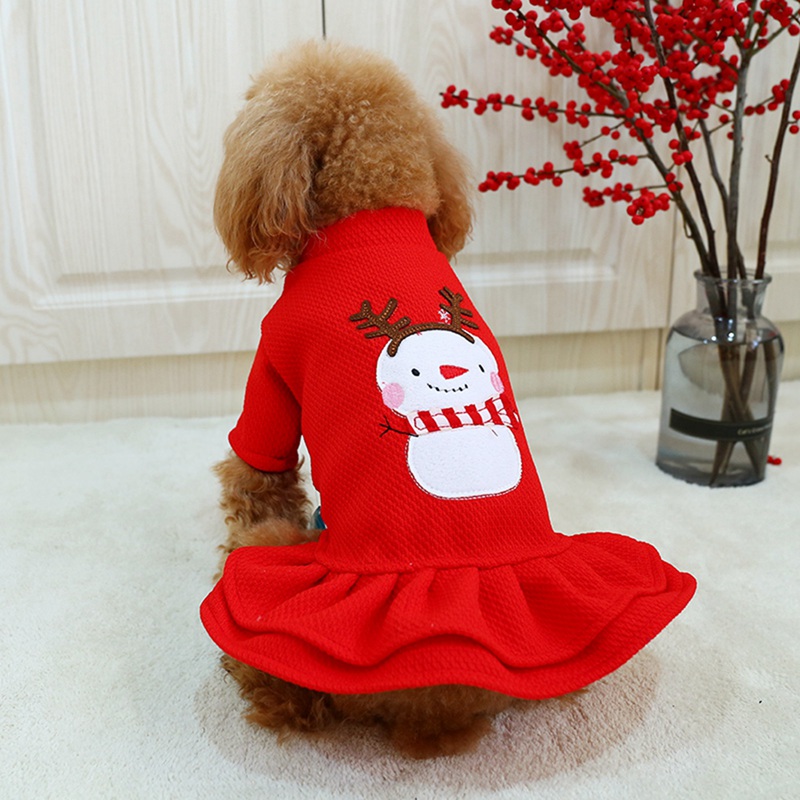 Hund Weihnachten Warme Kleid Kleidung Schneemann Gedruckt Prinzessin Kleider Kleine Hunde Winter Warme Kleid Für Chihuahua Yorkie Bekleidung