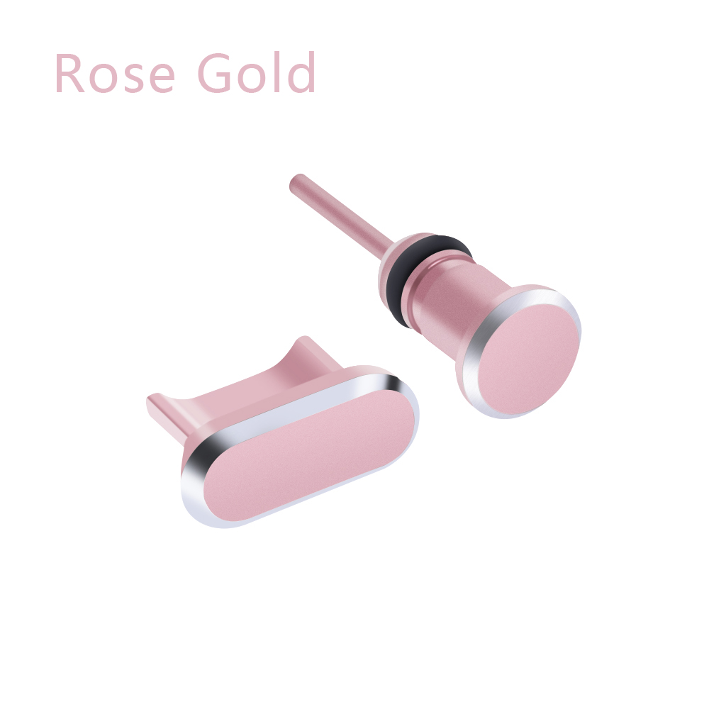 Universele 3.5Mm Jack Metal Dust Plug Voor Android Telefoon Micro Usb-poort Opladen Cover Halen Kaart Pin Anti-dust Headset Stopper: rose gold