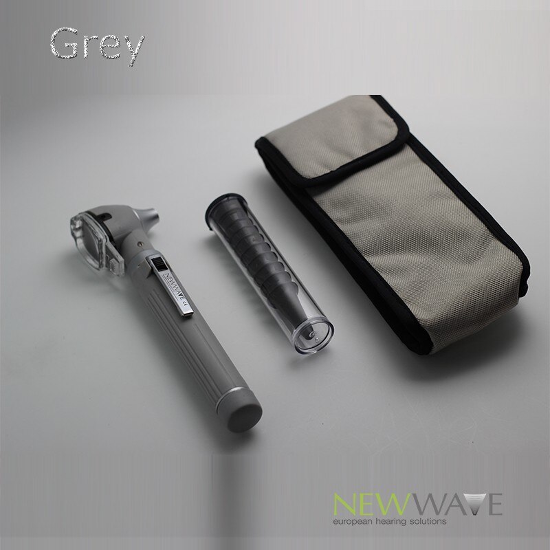 ENT 12 colores PRO-Fiber optic L.E.D portátil Otoscopio auriscope Cuidado del oído kit de diagnóstico + estuche protector CE: grey