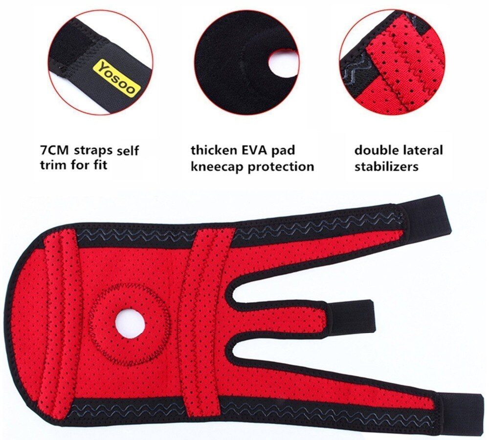 Yosoo Knee Support Brace Patella Gym Weight Lifting Kneepad Hole Joint Guard Braces Protector Bandage Splint Knee Sleeve Brace