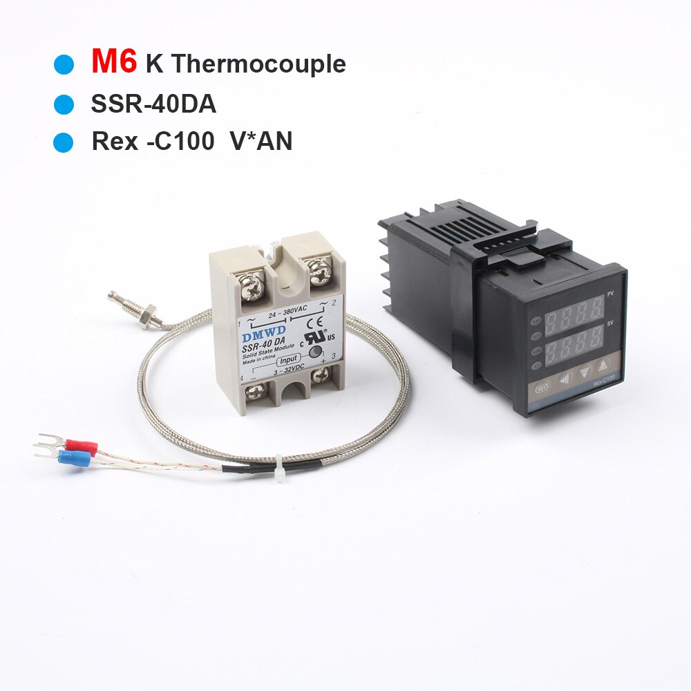 110V~240V Digital PID Temperature Controller REX-C100 REX C100 thermostat + 40DA SSR Relay+ K Thermocouple 1m Probe RKC: Orange