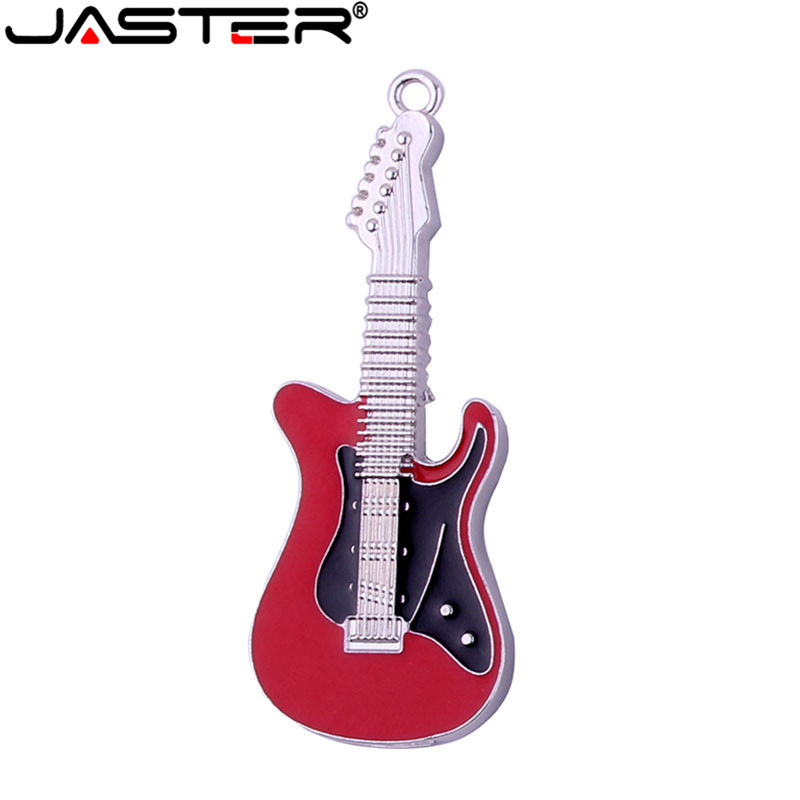 JASTER metal cristal 4GB 8GB 16GB 32GB guitarra eléctrica modelo U disco USB 2,0 Flash LLavero de tarjeta de memoria