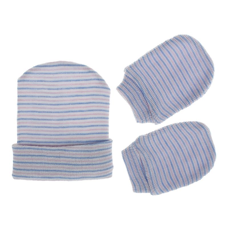 2Pcs Baby Anti Scratching Cotton Gloves Single Layer Hat Set Mittens Cap Kits: BP