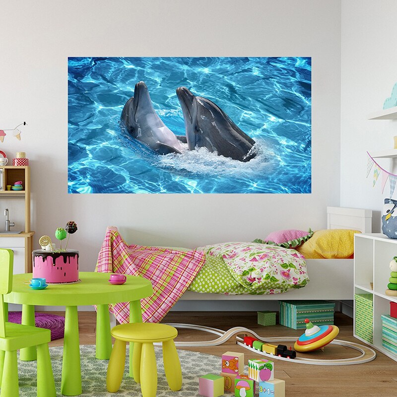 3D Dolfijn Zelfklevende Verwijderbare Muur Sticker Waterdicht Diy Decals Floor Stickers Voor Thuis Slaapkamer Woonkamer Badkamer