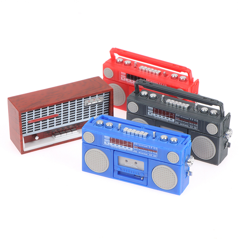 1:12 Dollhouse Miniatuur Ouderwetse Radio Recorder Model Retro Radio Model Meubels Accessoires Speelgoed