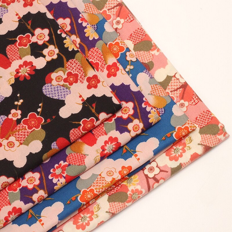 Stil japansk bomuld blomstret stof symateriale til gør-det-selv kvindekjoler og tøj  ja140