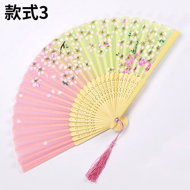 Éventail de danse classique chinois et japonais en soie, à tige en bois, de , , pour femme, décoration de la maison: 3
