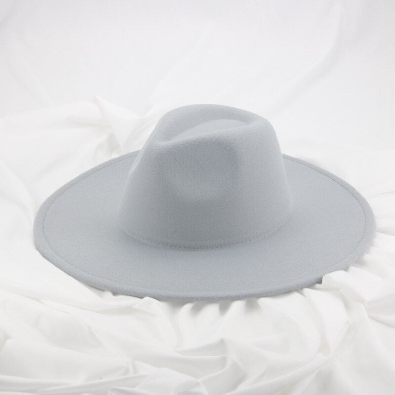 Cappelli da donna Fedora Panama tesa larga 9.5cm grigio cachi Jazz berretti da uomo abito invernale Fedora cappelli da uomo pamacao Y Tocados Para Bodas