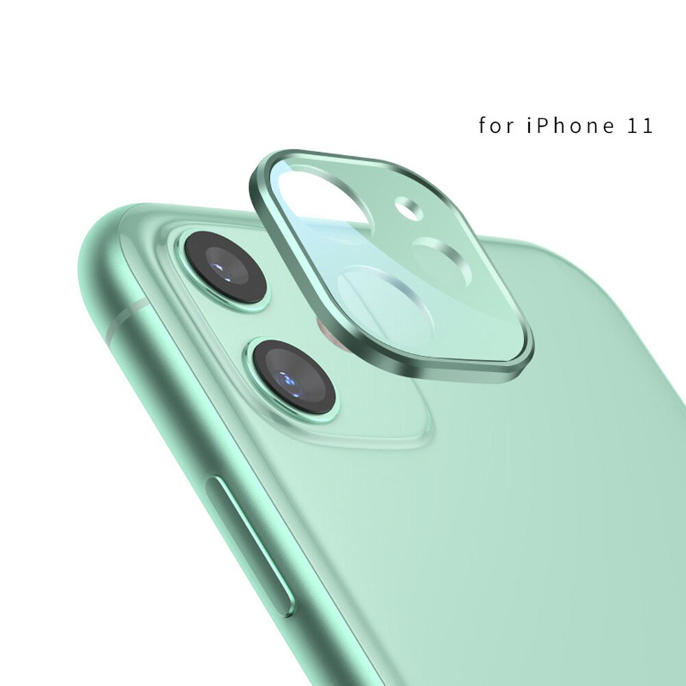 Metal + Tempered Glass Phone Rear Camera Lens Protector Protective Film Cover Case for iPhone 11 Pro Max: Green 1