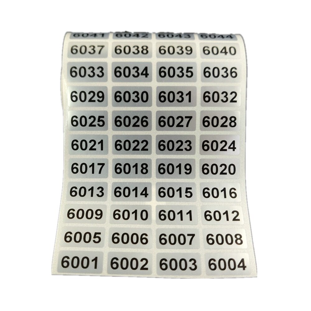 1000 etiketten Fortlaufende Nummer Inventar Lagerung Aufkleber Wasserdicht 20mm x 10mm 001 zu 10000 Für Wahl: 6001 zu 7000