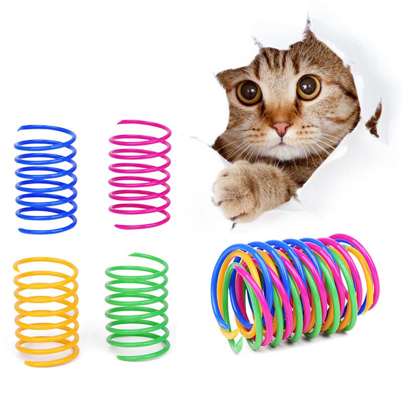 KIMI-bobina flexible de plástico para gato, juguete interactivo para gatos, juguete divertido para mascotas, 4 piezas