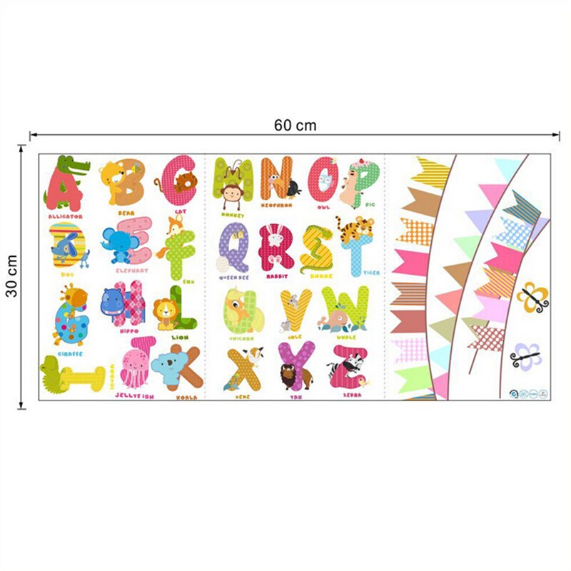 A-Z Alfabet & Dieren Letters Engels Vinyl Mural Muurstickers Decals Kwekerij Kinderkamer Decor Voor Muur Home Decoratie