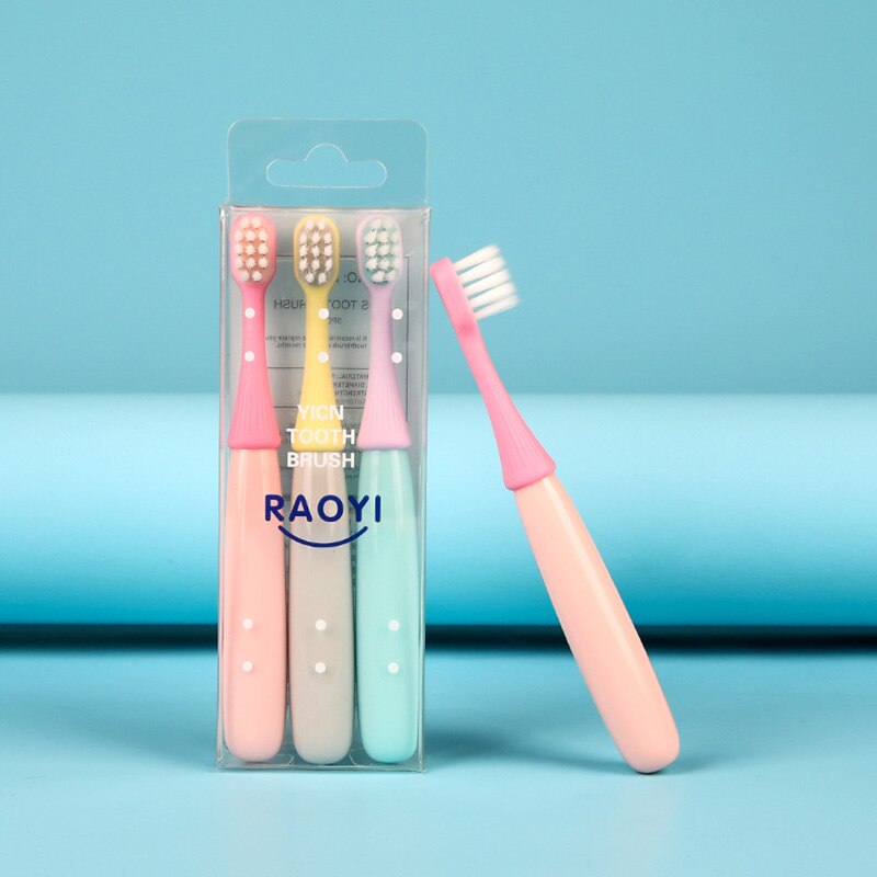 3 ensembles de 3-5 ans petit champignon Silicone brosse tête dessin animé Superfine doux cheveux brosse à dents