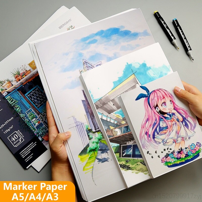 120g 50Sheets A5/A4/A3 Marker Paper Maker Pad Bright White Cartridge Drawing Paper Paper for Hand Copy Graffiti Painting