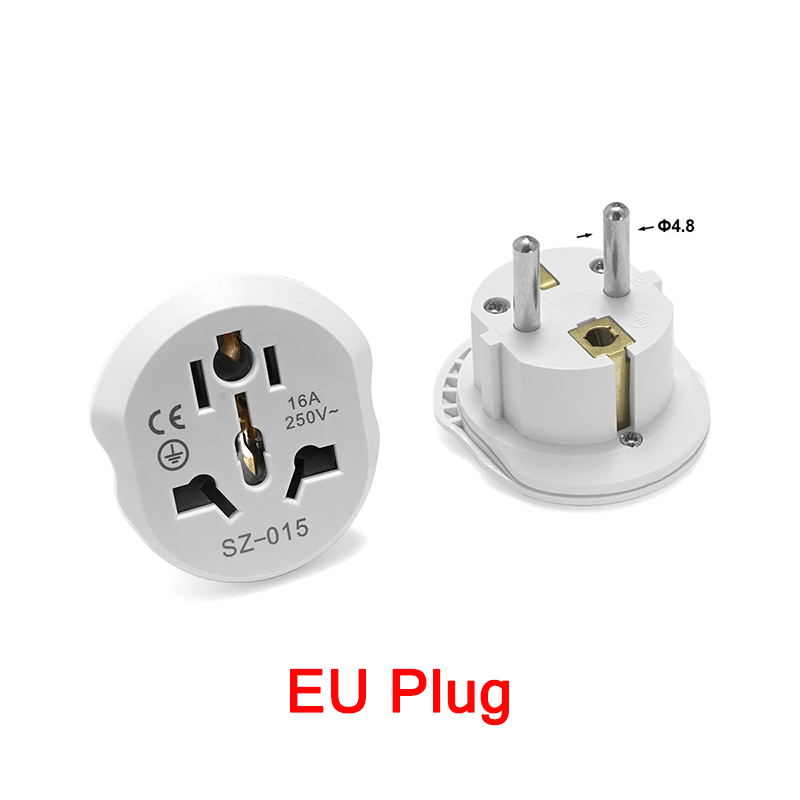 4,8 mm EU-stekkeradapter 16A 250V reisadapterconverter 2 ronde aansluitingen universele AU US UK CN naar EU KR stopcontact