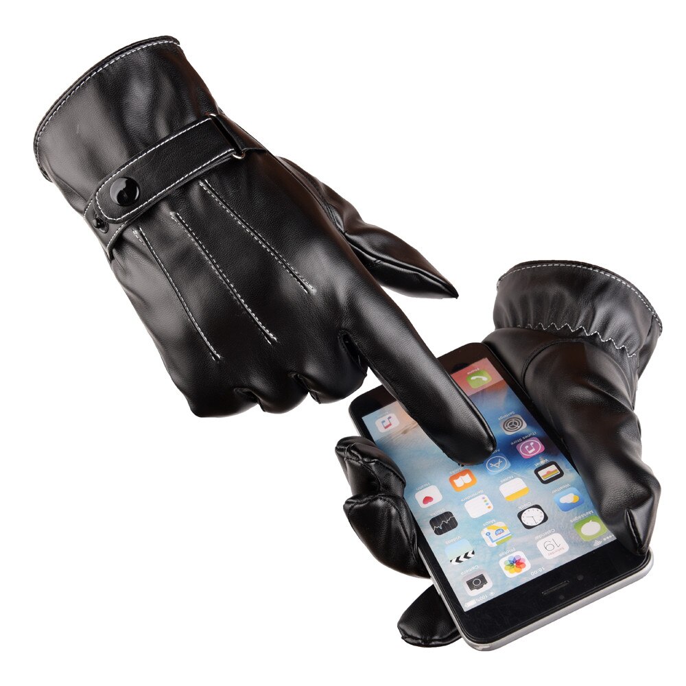 Black Leather Mittens Men Luxurious Leather Winter Super Driving Warm Gloves Protect Hands Mittens Перчатки Зимние Мужские: Default Title