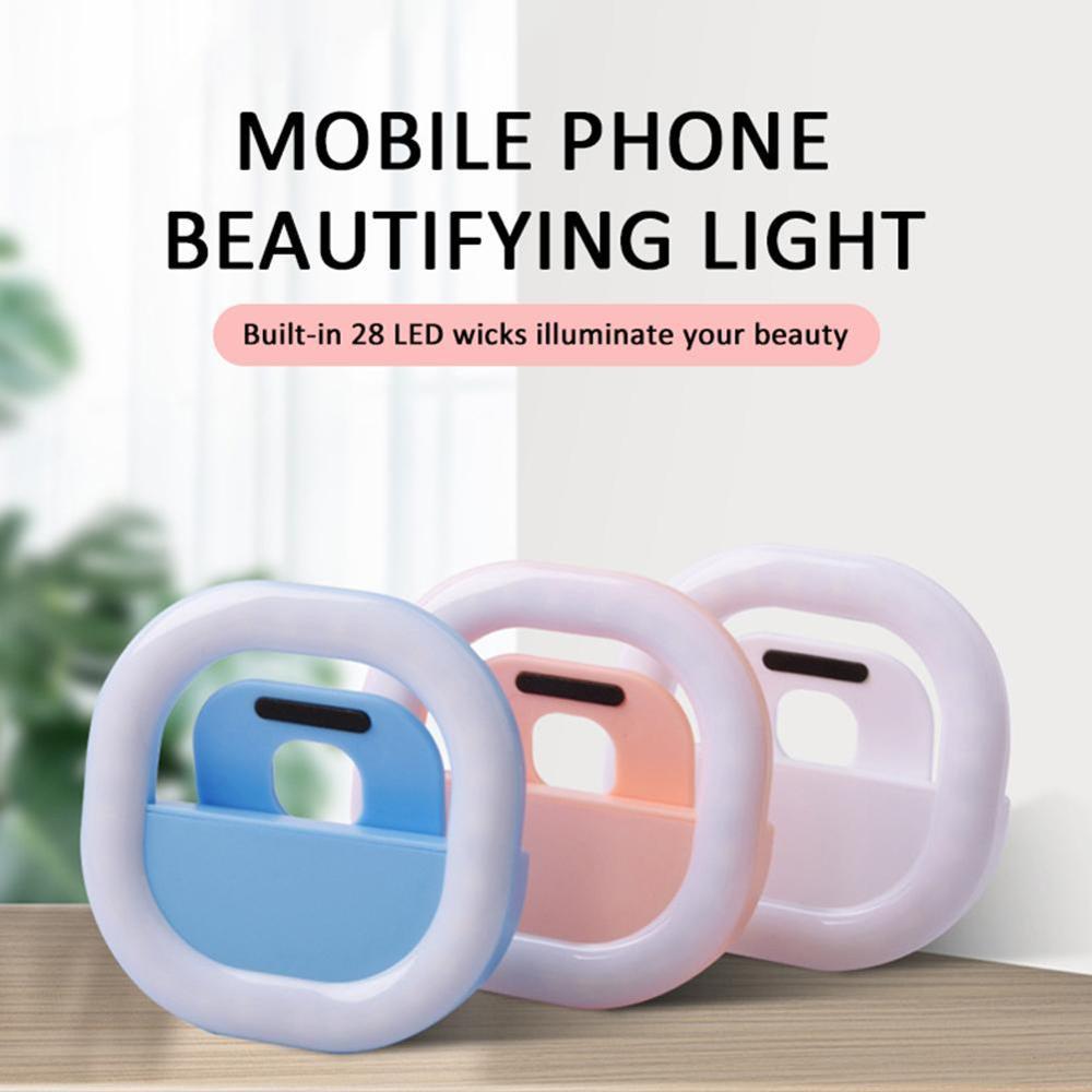 1PC Mini LED Ring Light Clip On Mobile Phone Fill Light Self Timer Square Miniature Mobile Phone LED Lamp Selfie Ring Light