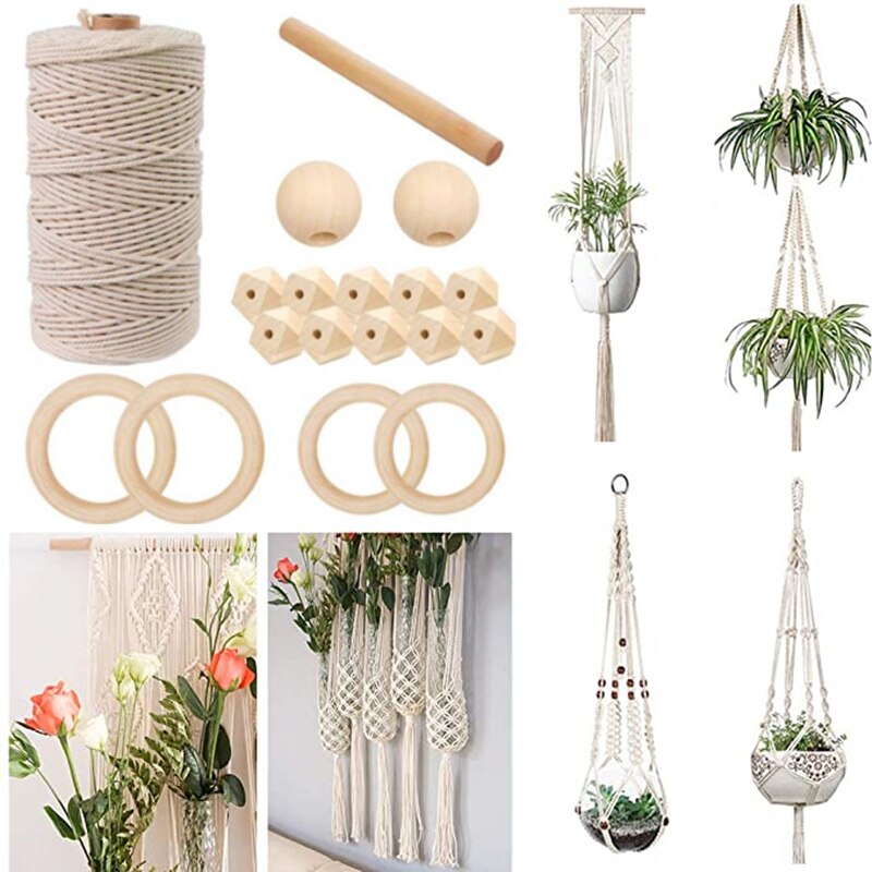 Kit de cordon pour macramé en coton de 3mm Durable, corde pour macramé faite à la main, tapisserie torsadée, fil de Textile tricoté, fournitures pour la maison