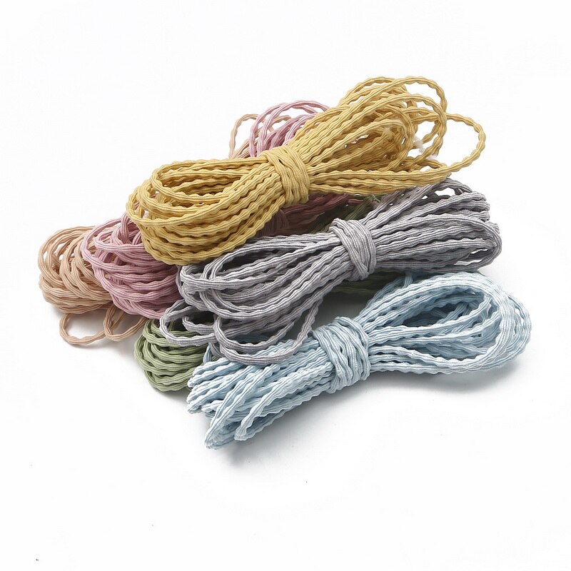 Banda de goma elástica multicolor de 3mm de 5 metros, línea de goma elástica, accesorios de costura para joyería DIY, banda de goma muy elástica gruesa