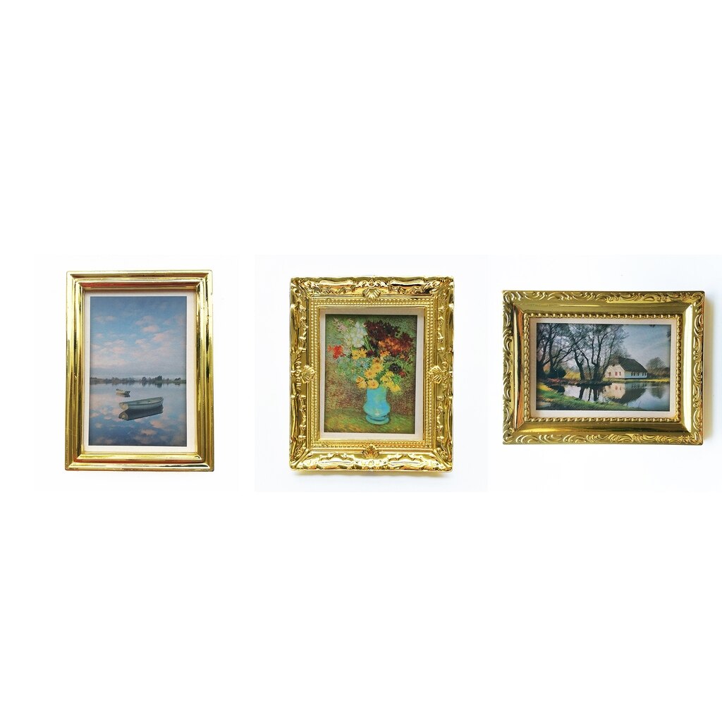 Gyldne rektangel dukker hus vintage rahmen fotoramme dekoration accs