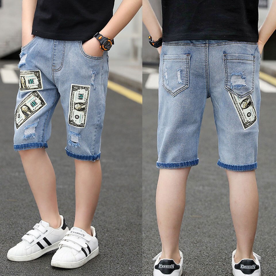 Nyeste sommer afslappet stil baby drenge shorts barn midje drenge shorts jeans alder for teenagere 4 6 8 10 12 13 år gammel: 10