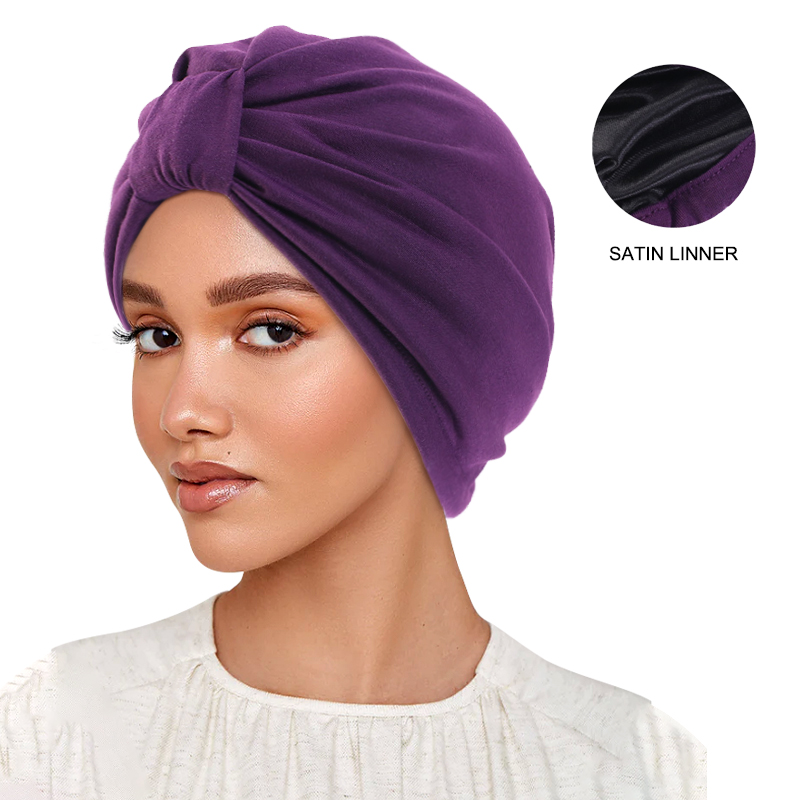 Chapeau turban musulman pour femme, hijab musulman, casquette de chimio contre le cancer, perte de cheveux islamique, écharpe de tête, doublure en satin, casquette arabe,