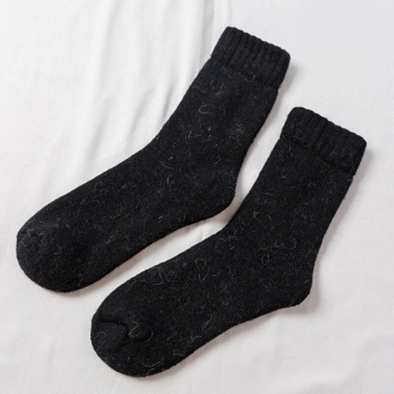 Vinter uld varme sokker super blød tyk ensfarvet sokker til mænd kvinder sports tilbehør: Sort