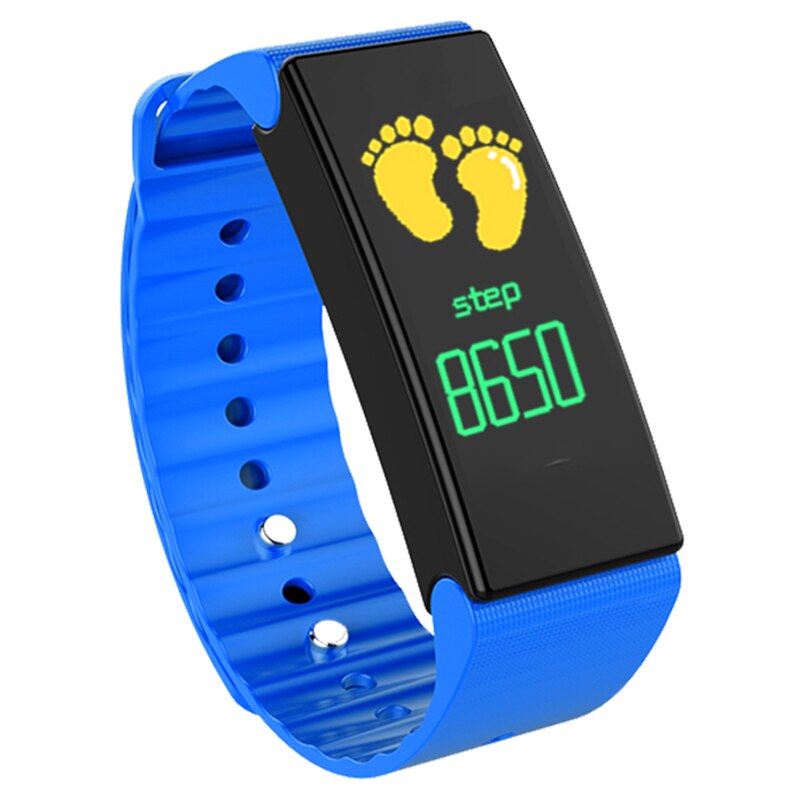 D1 bluetooth smart armband fitness tracker stegräknare aktivitetsmonitor band väckarklocka vibrationsarmband ios android telefon: Blå