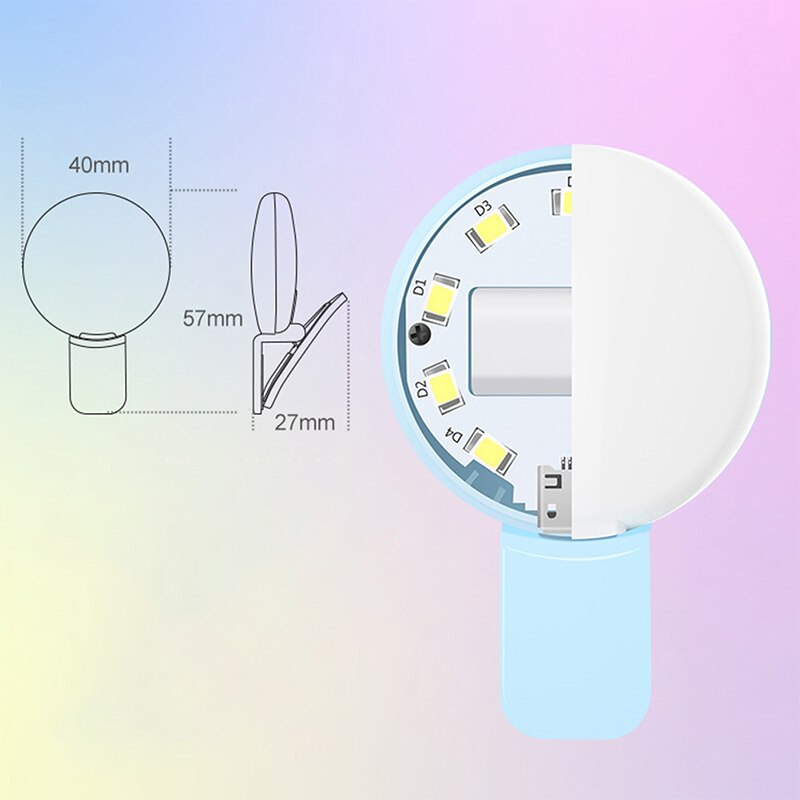 Selfie Lights Mobile Phone Lens Portable Mini Selfie Ring Light Clip LED Selfie Lamp For Samsung For Xiaomi Huawei USB Charging