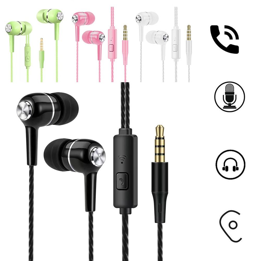 Stereo In-Ear Earphone Earpiece With Microphone 3.5mm Earbuds Universal Portable Wired Headphone For Apple/Android/