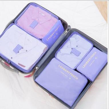 6 sztuk podróżne siatki na odzież wodoodporne torby przenośny bagaż organizator worek opakowanie Cube wielofunkcyjne akcesoria Oxford Mesh: Purple