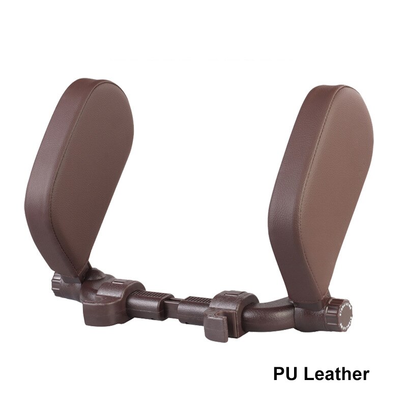 Autostoel Hoofdsteun Reizen Rest Nekkussen Ondersteuning Oplossing Voor Kinderen En Volwassenen Kinderen Auto Seat Hoofd Kussen Auto Kussen: Brown PU Leather