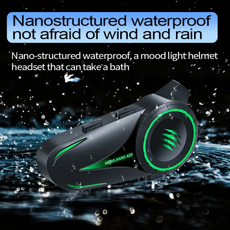 A50 Bluetooth 5.3 Motorhelm Headset Hoofdtelefoon Draadloos Motor Handsfree Stereo Oortelefoon Luidspreker Ruisonderdrukking