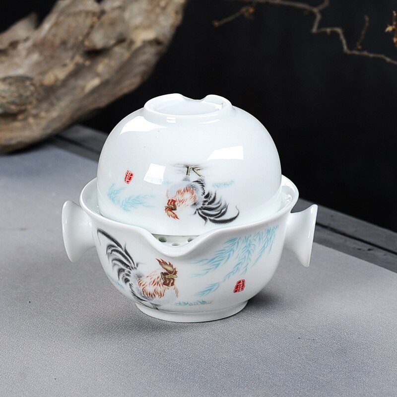 Chinese landscape painting travel tea set Include 1 Pot 1 Cup,Beautiful and easy teapot kettle,kung fu teaset gaiwan: 06