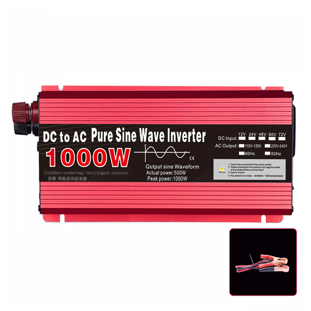 Inversor de onda sinusoidal pura DC12V a AC220V 1000W 1600W 2000W 3000W, convertidor de Banco de energía portátil, transformador de inversor montado en coche: Blanco