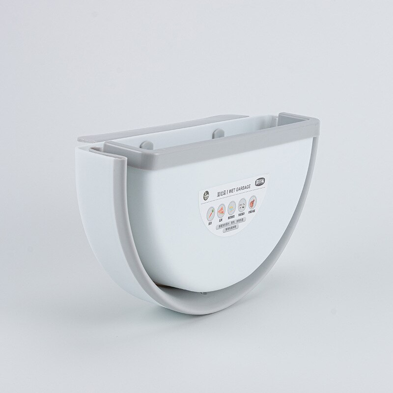 Wall Mounted Folding Waste Bin Door Cabinet Hanging Trash Can Bin Kitchen Bathroom Home Waste Storage Rack Box Cleaning Tool: gray