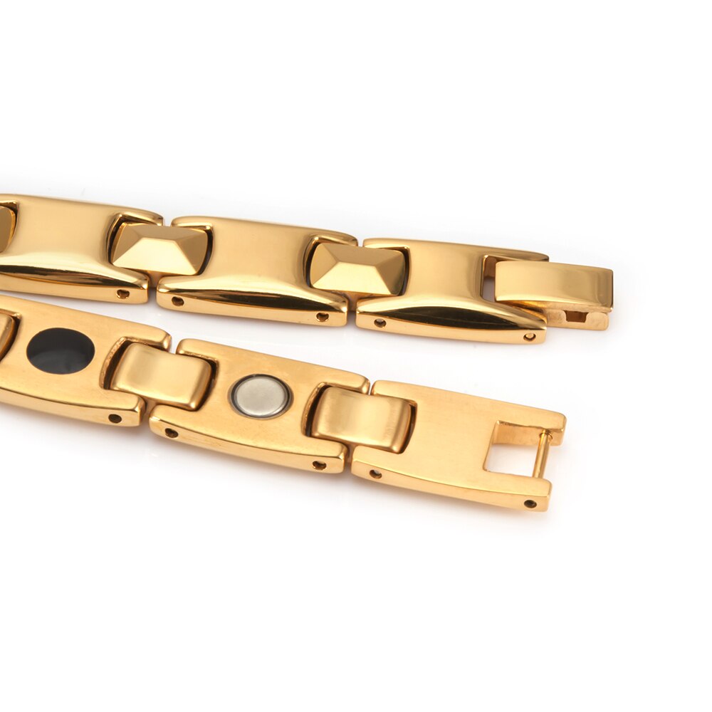 Wollet Gold Titanium Bracelet for Men Birthday Idea with 5 in 1 Magnets 21.5cm/10mm (TIB-4705G)