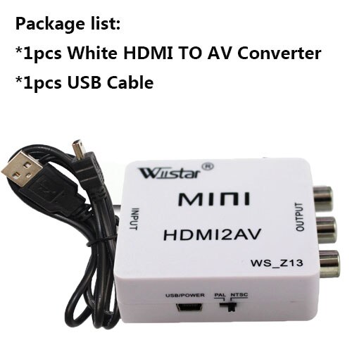 1080P Mini HDMI to RCA AV Composite Adapter Converter for PC HDTV Converter: white conveter