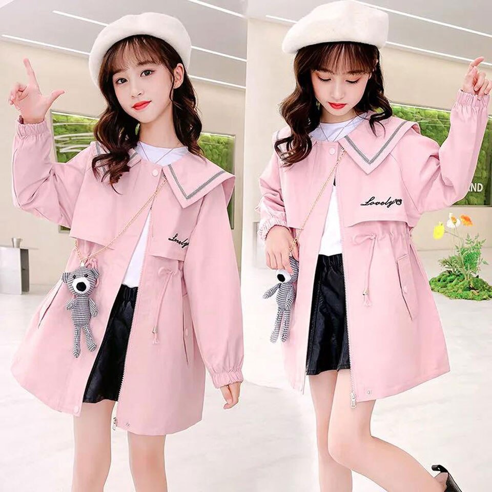 Nuovo 2022 primavera autunno bambini ragazze capispalla colletto rovesciato giacca per ragazze cappotti abbigliamento per bambini ragazze da 8 a 12 abbigliamento moda ragazza