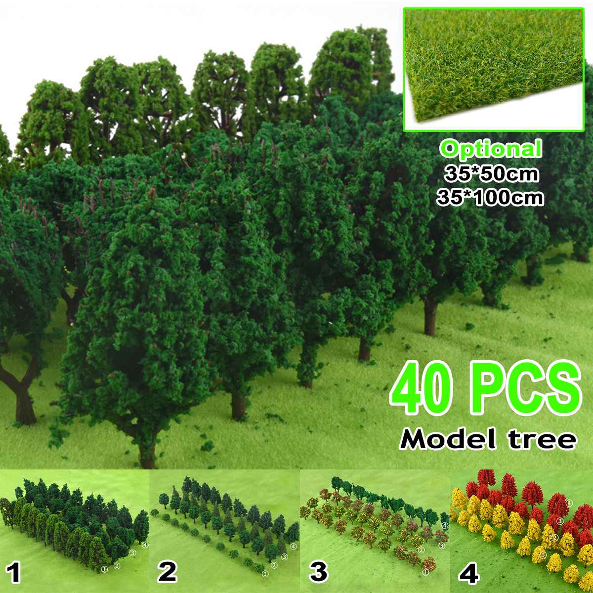 40pcs DIY Handmade Plastic Miniature Model Trees For Building Garden Railroad Layout Scenery Landscape Accessories Toys for Kids