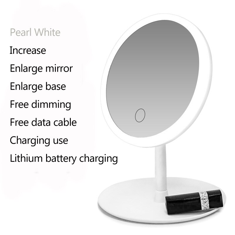 Led Mirror NL Makeup Mirror Touch Screen Vanity Mirror backlit Adjustable Mirrors Light Desk Cosmetic Light up: Free light White