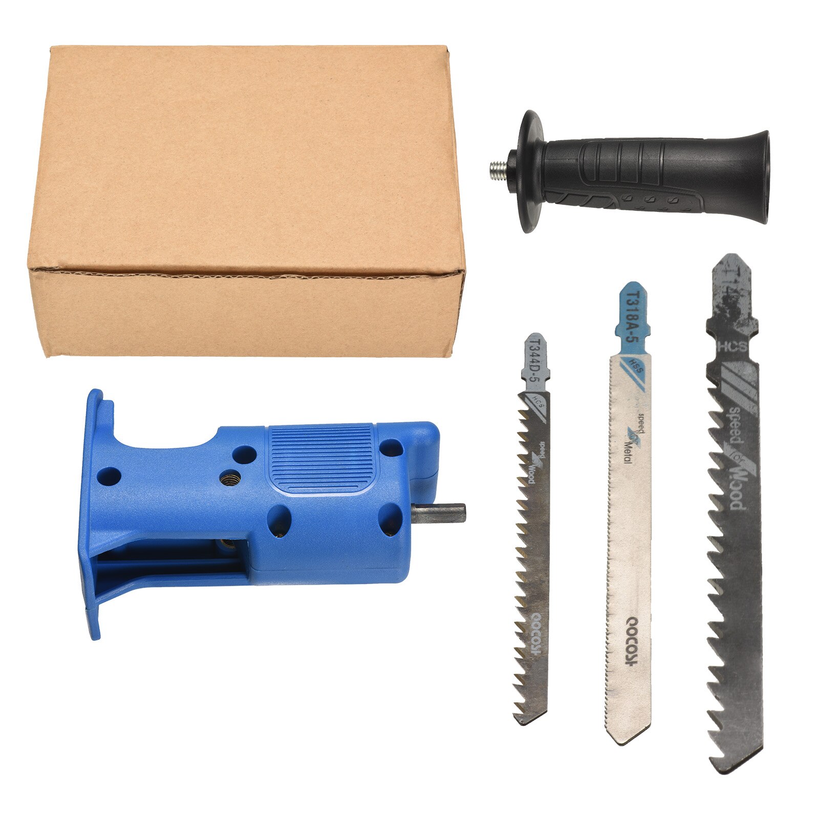 Reciprocating Saw Adapter Electric Drill Attachment Tool Saws Blades for Wood Metal Cutting Turning Modified Woodworking Tools: 1 set